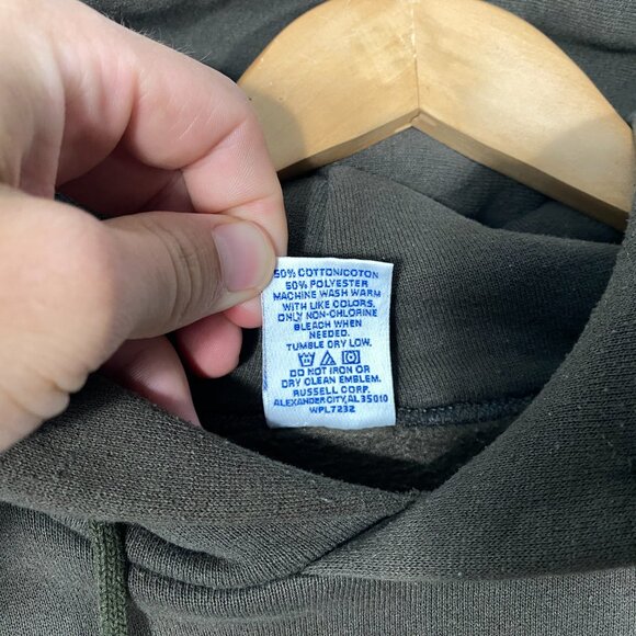 Vintage Russell Athletic Boxy Fit Pullover Hoodie Olive Brown men's size XXL - Picture 5 of 6